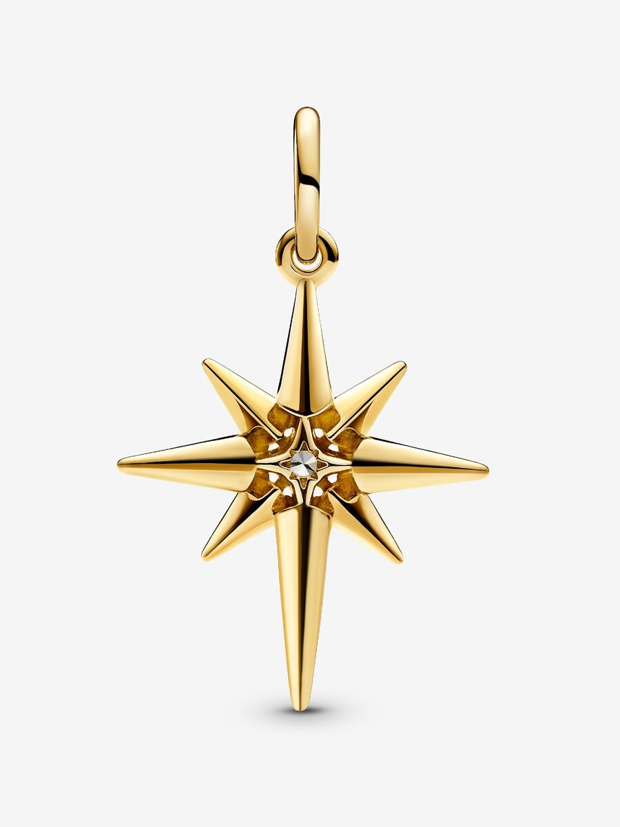 Sparkling North Star Dangle Gold Charm