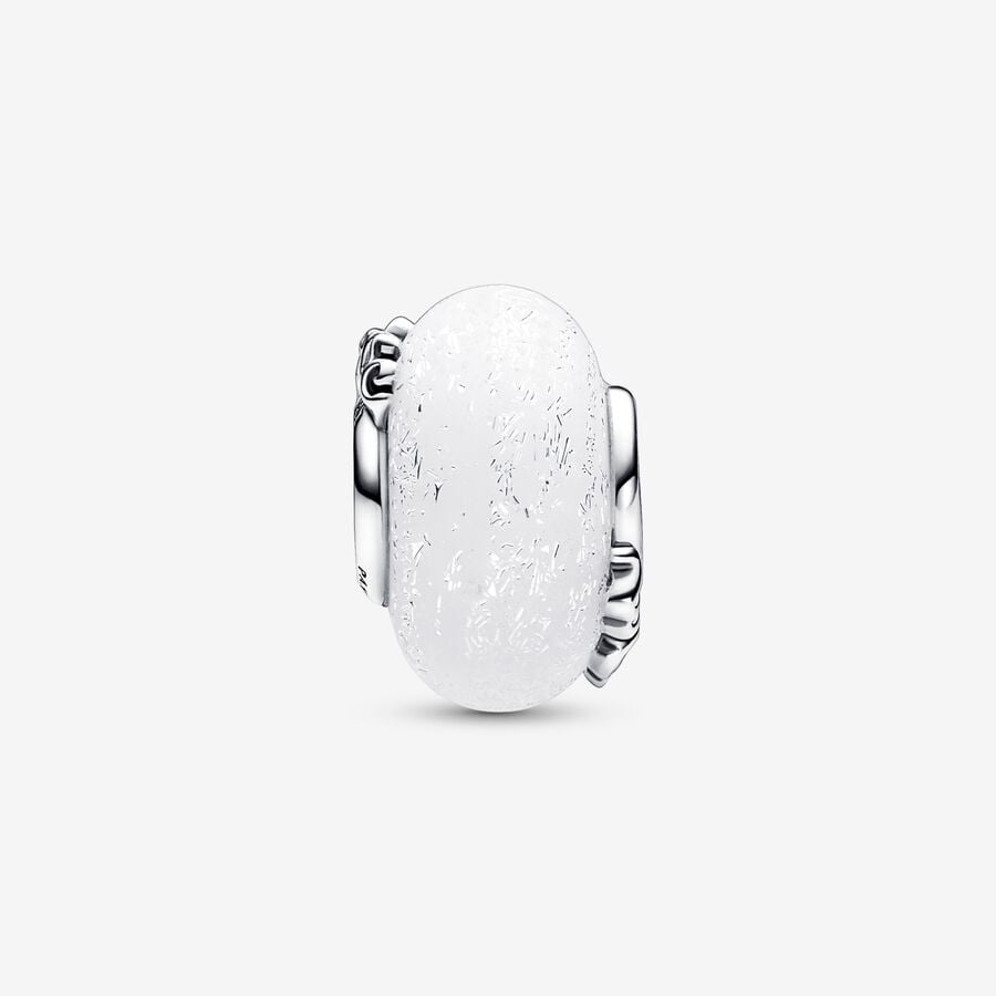 Mum & Love Frosted White Murano Glass Charm