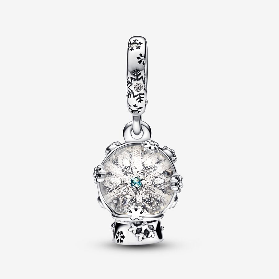 Snow Globe Silver Charm
