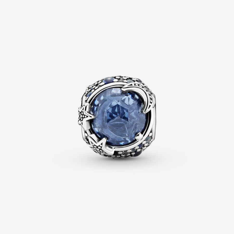 Moon and Stars Blue Sparkling Charm