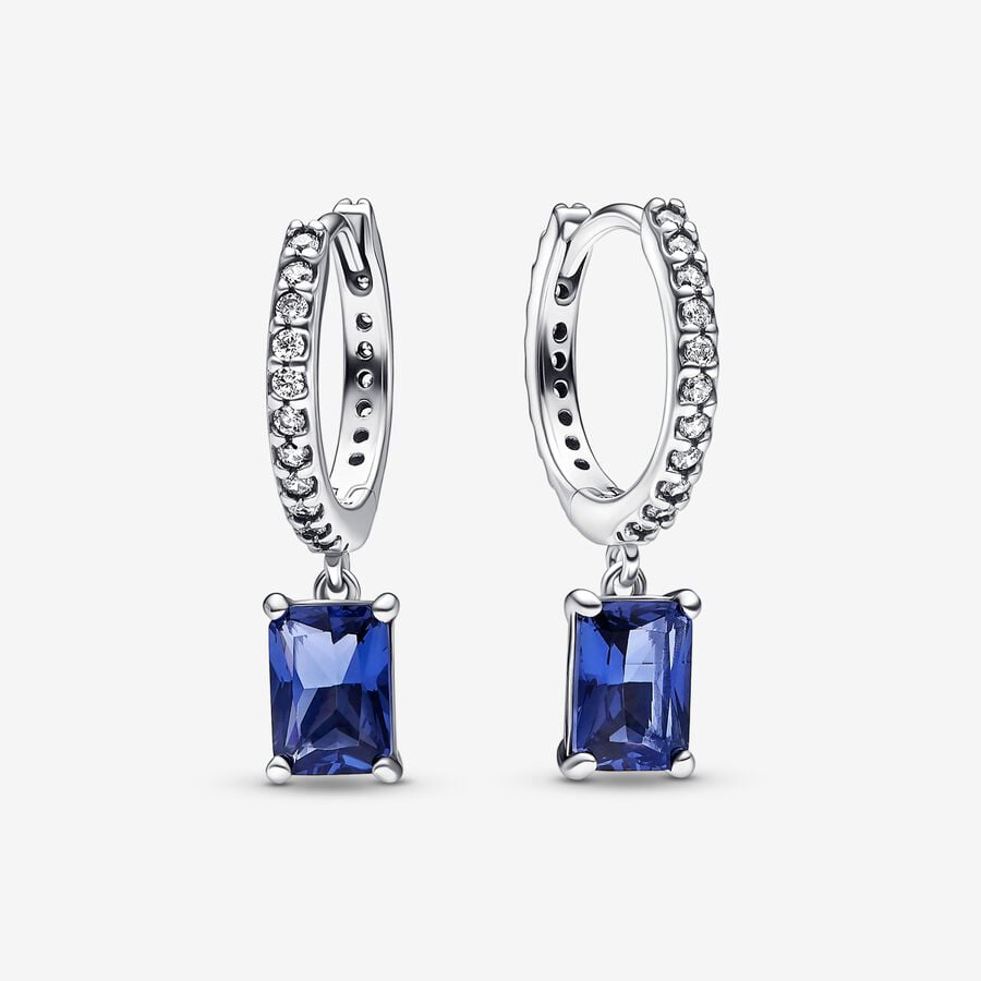 Blue Rectangular Hoop Earrings
