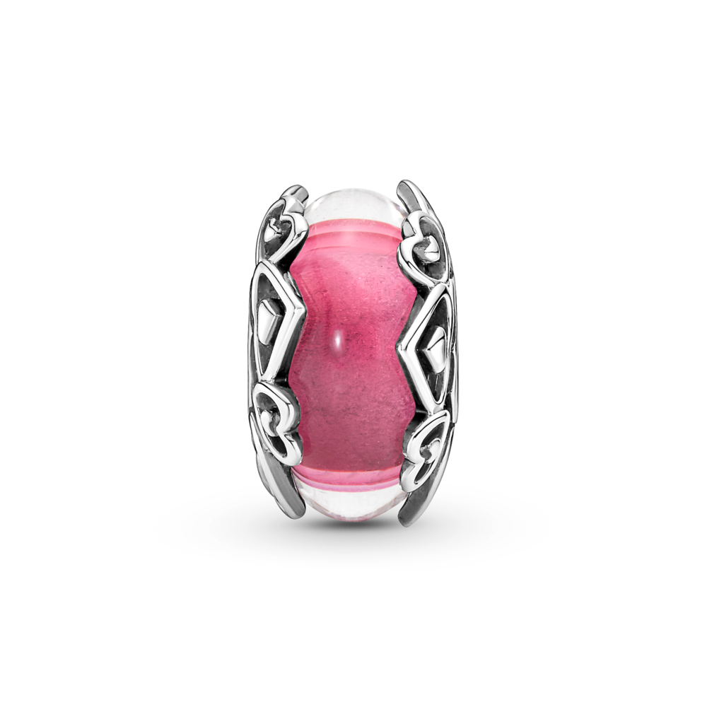 Love Pink Murano Glass Charm