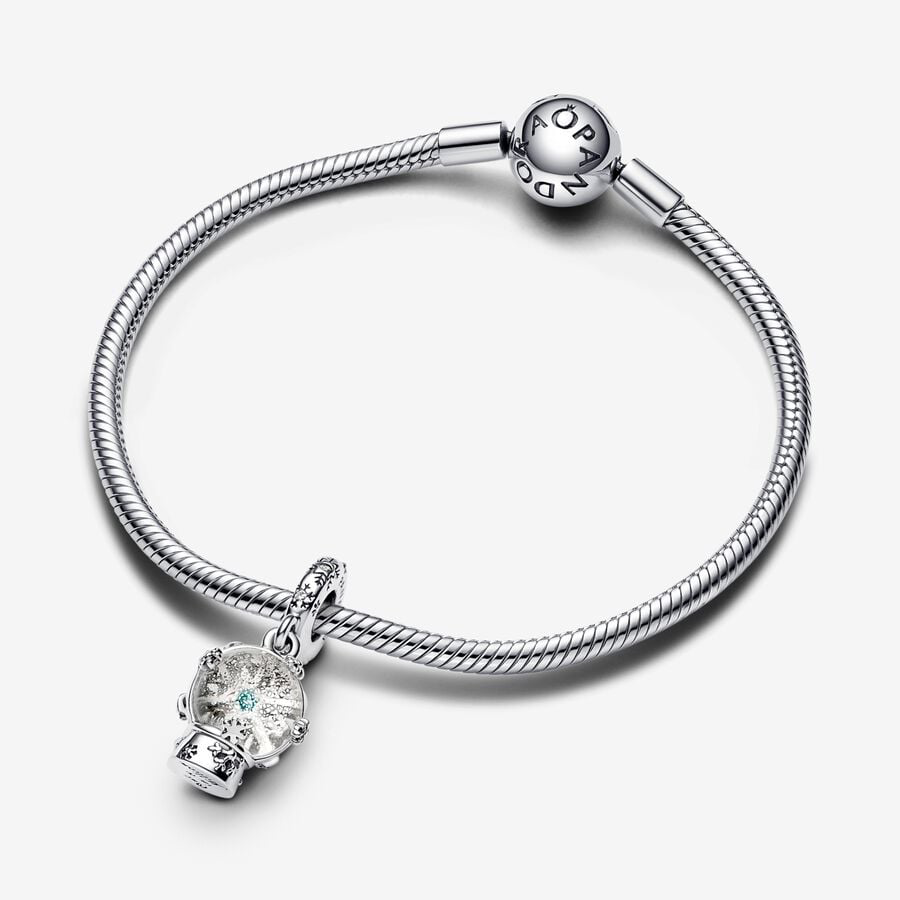 Snow Globe Silver Charm