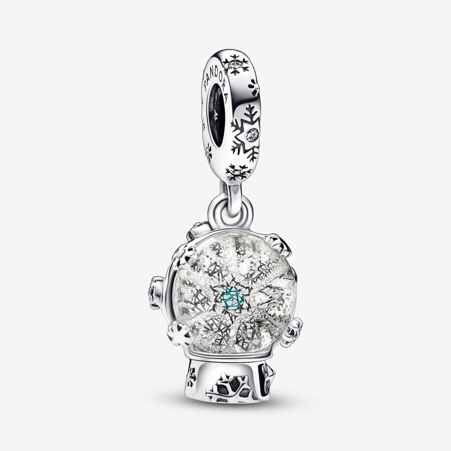 Snow Globe Silver Charm