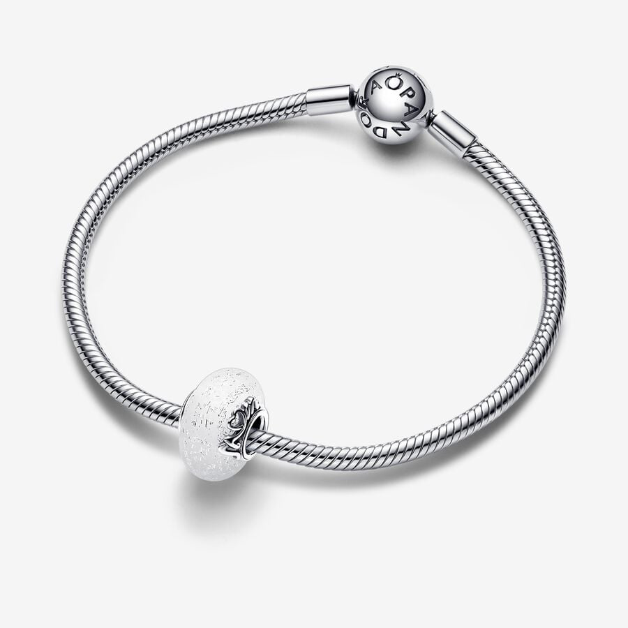 Mum & Love Frosted White Murano Glass Charm