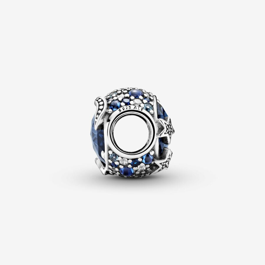 Moon and Stars Blue Sparkling Charm