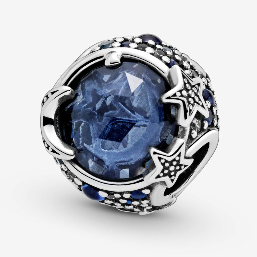 Moon and Stars Blue Sparkling Charm
