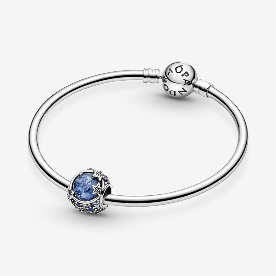 Moon and Stars Blue Sparkling Charm