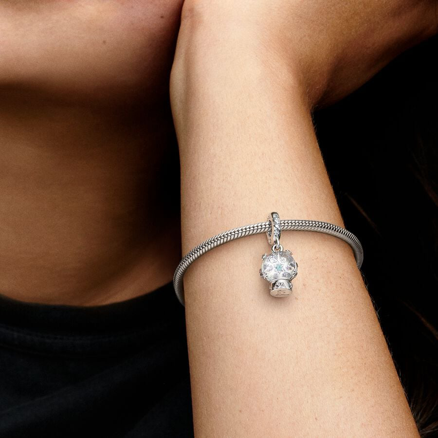 Snow Globe Silver Charm