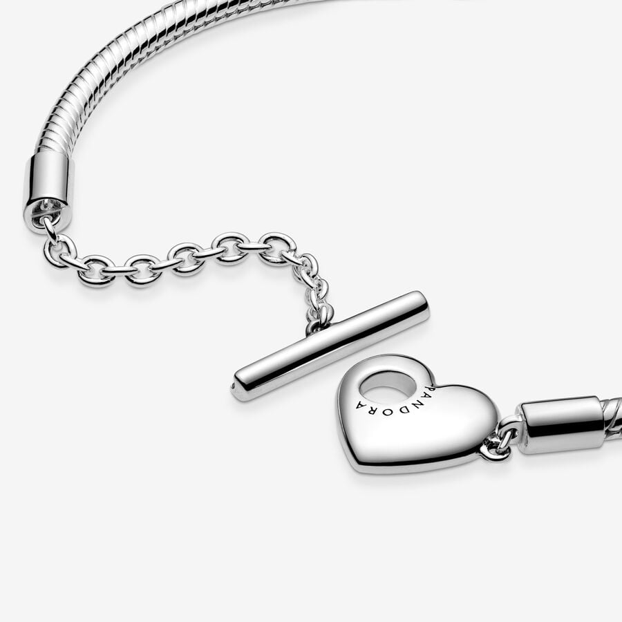 Moments Heart T-Bar Snake Chain Bracelet