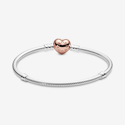 Moments Pavé Heart Clasp Snake Chain Bracelet