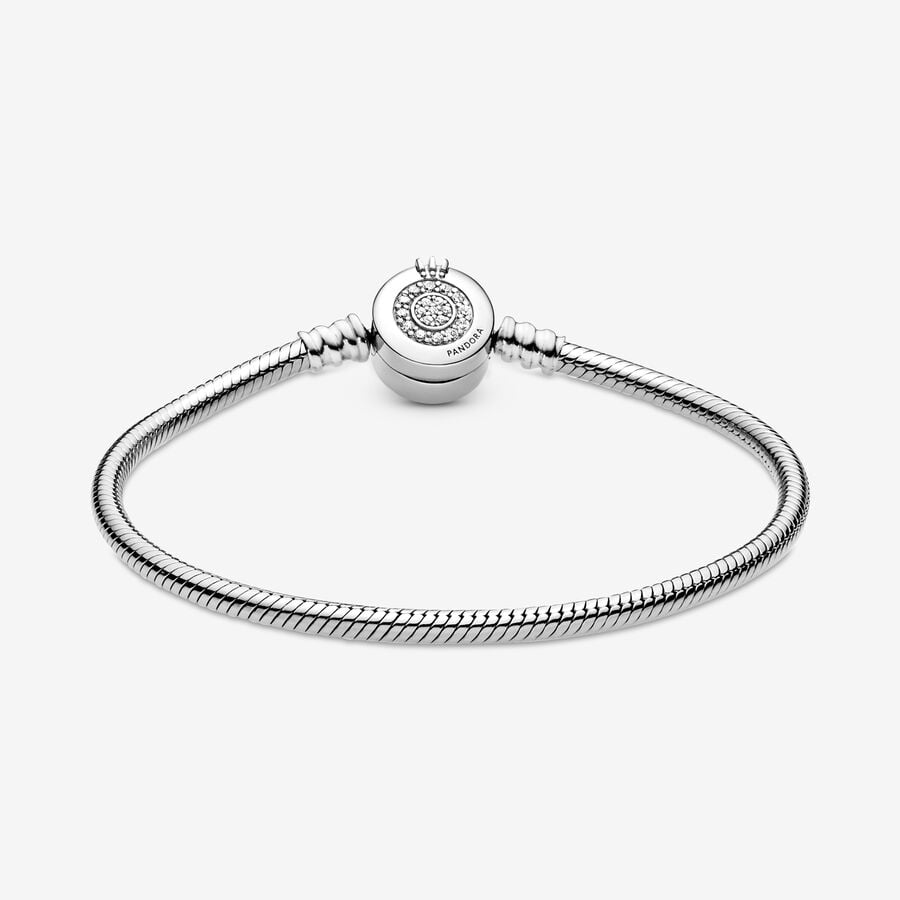 Moments Crown O Sparkling Snake Chain Bracelet