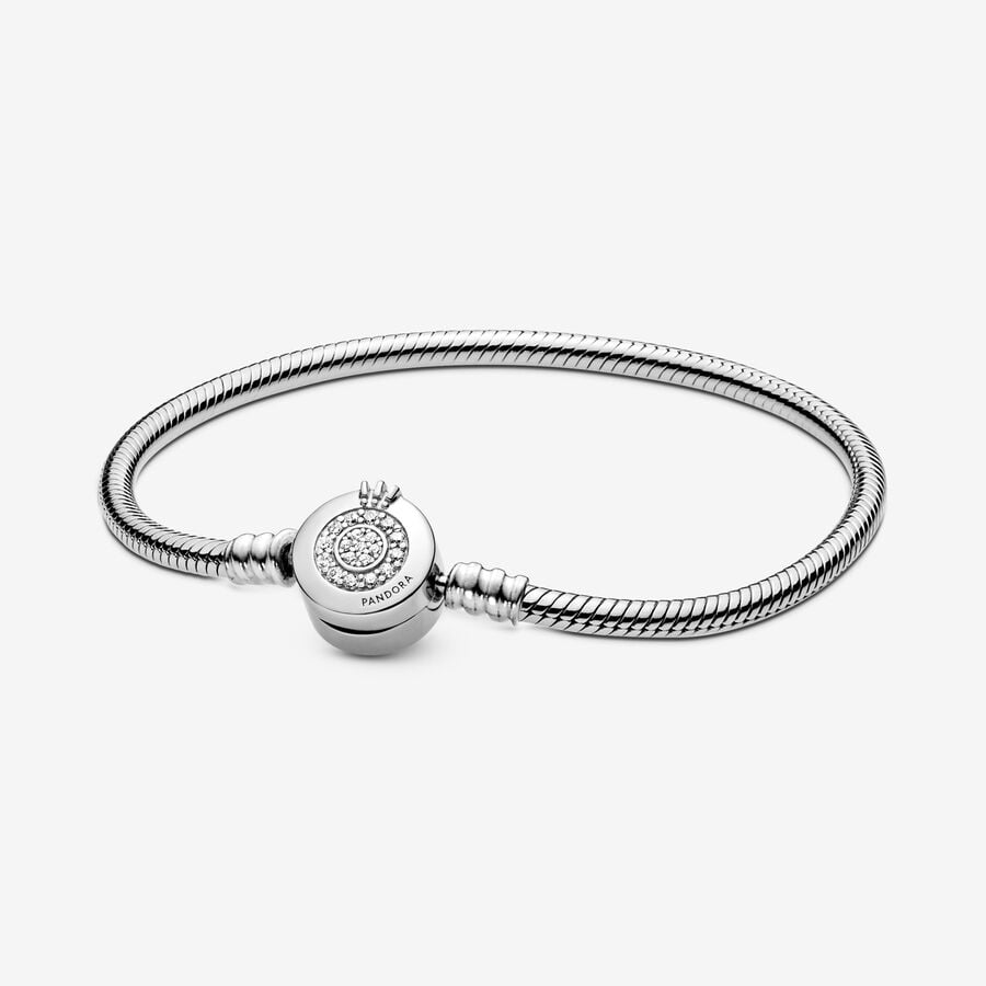 Moments Crown O Sparkling Snake Chain Bracelet