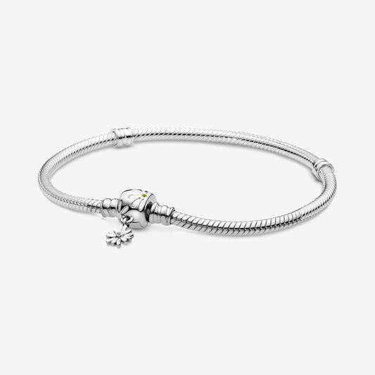 Moments Daisy Flower Clasp Snake Chain Bracelet