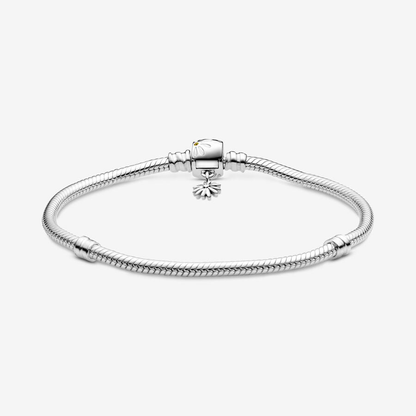 Moments Daisy Flower Clasp Snake Chain Bracelet