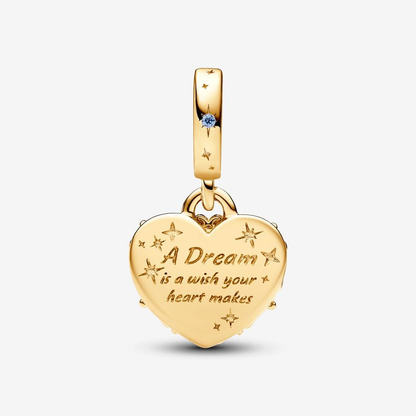 Cinderella's Carriage & Heart Gold Double Dangle Charm
