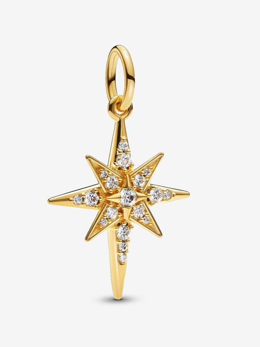 Sparkling North Star Dangle Gold Charm