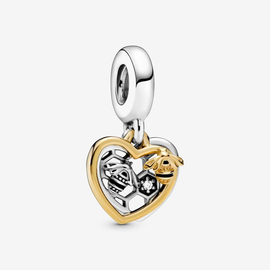 Heart and bee gold-plated Charm