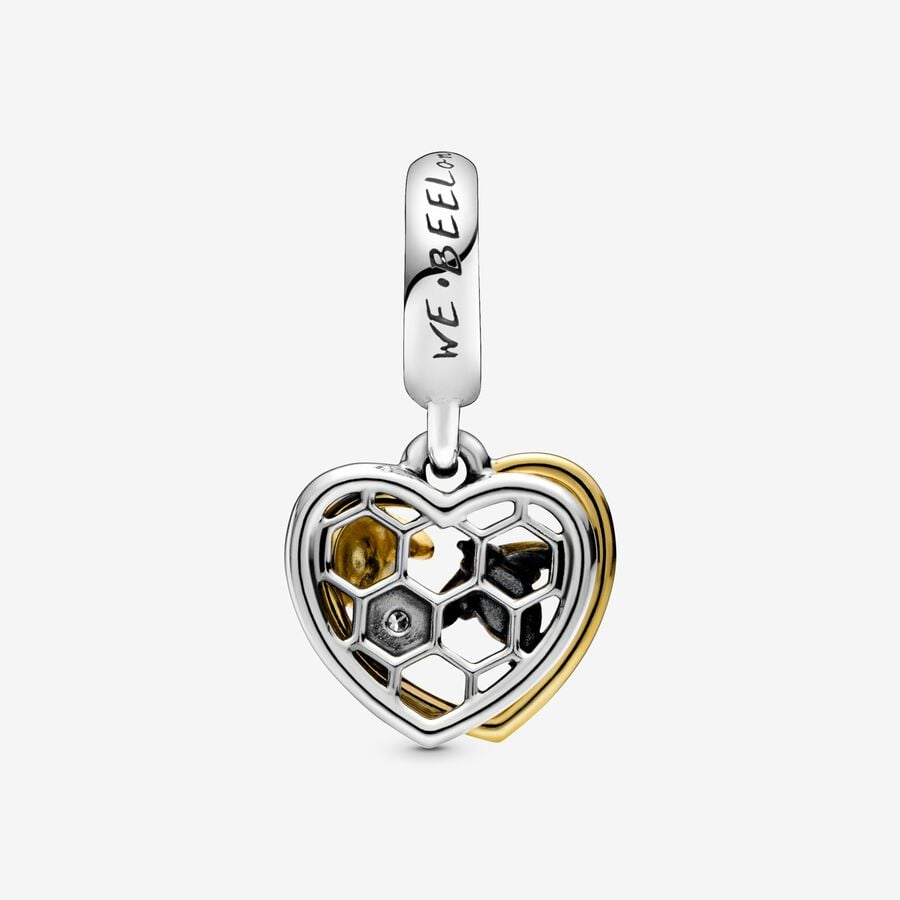 Heart and bee gold-plated Charm