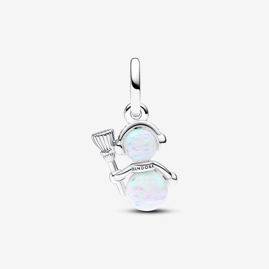 Opalescent Snowman Dangle Charm