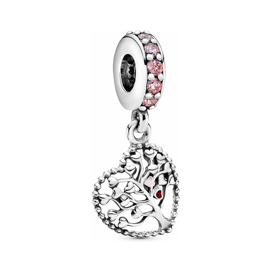 Family Tree Heart Sparkling Colorful Charm