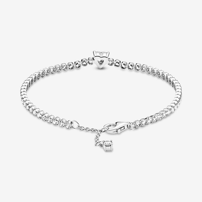 White Sparkling Heart Tennis Bracelet