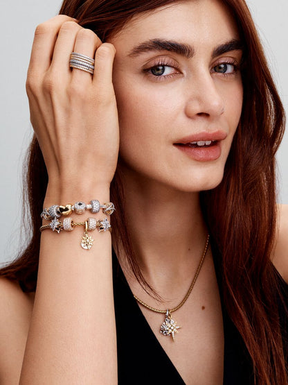 Sparkling North Star Dangle Gold Charm