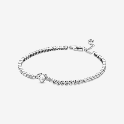 White Sparkling Heart Tennis Bracelet