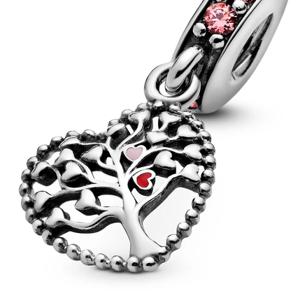 Family Tree Heart Sparkling Colorful Charm