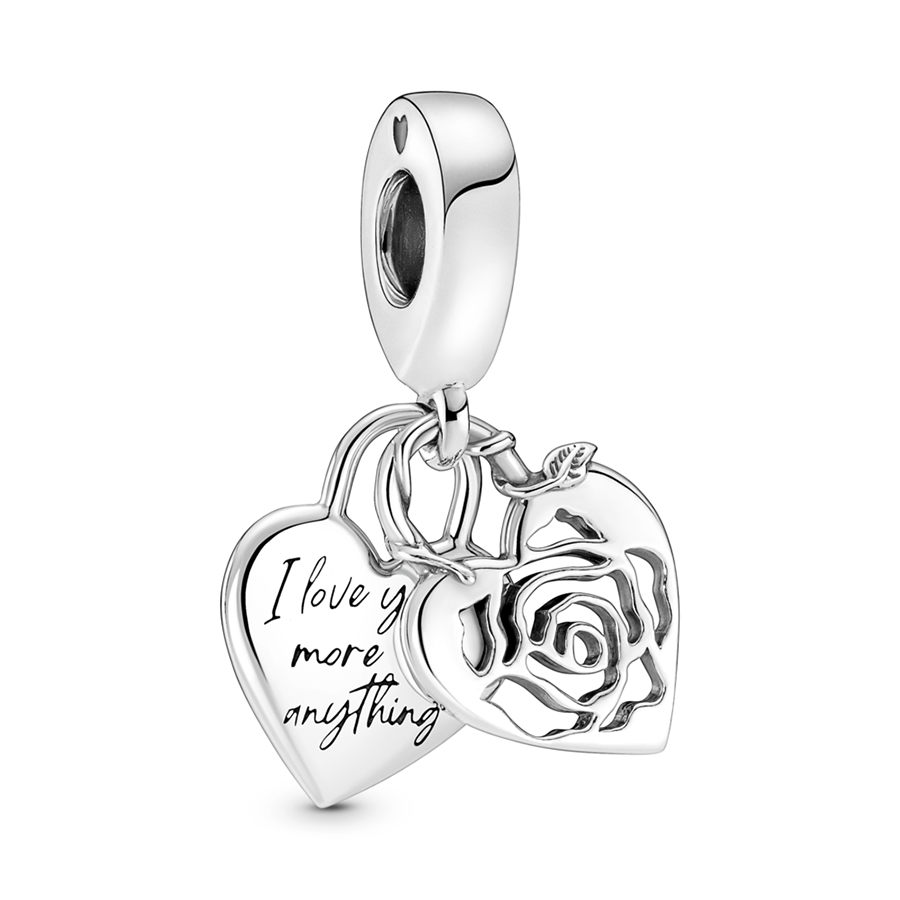 Rose Heart Padlock Charm