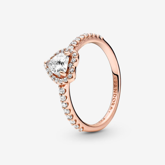 Rose Gold White Sparkling Heart Ring