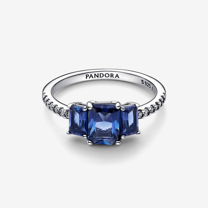 Blue Rectangular Sparkling Ring