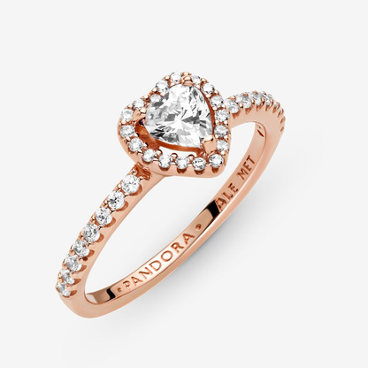 Rose Gold White Sparkling Heart Ring