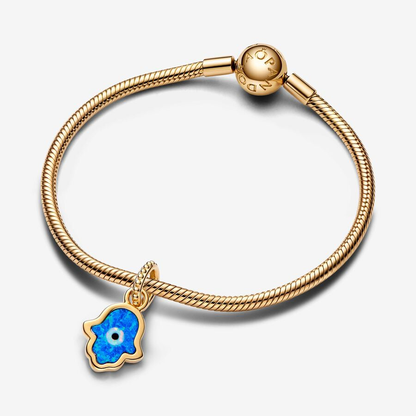 Blue Hamsa Gold Charm