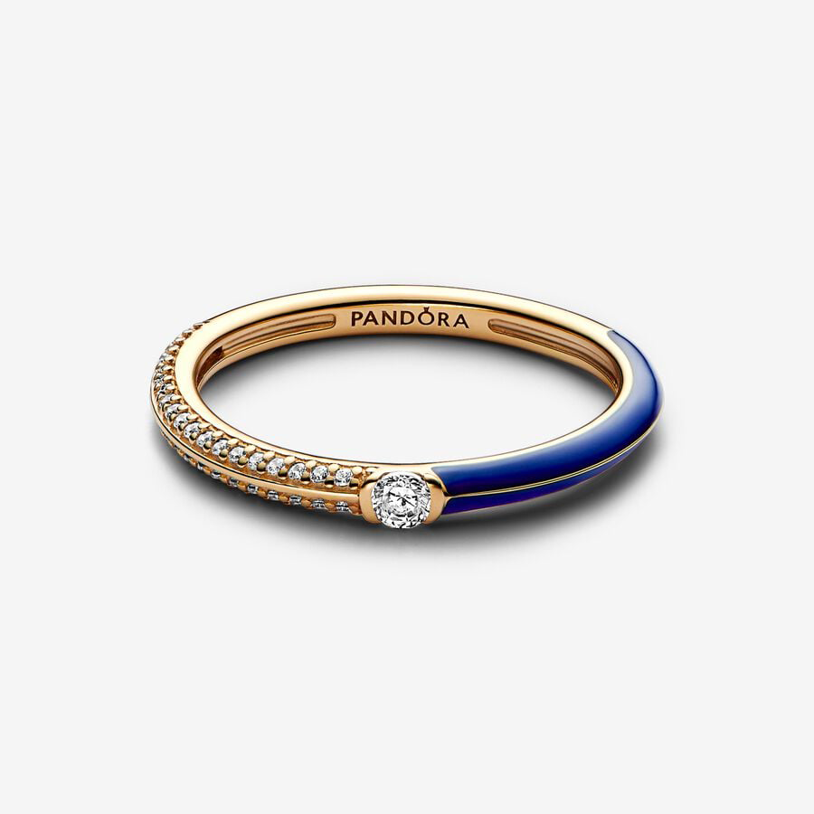 Gold & Blue Pavé Ring