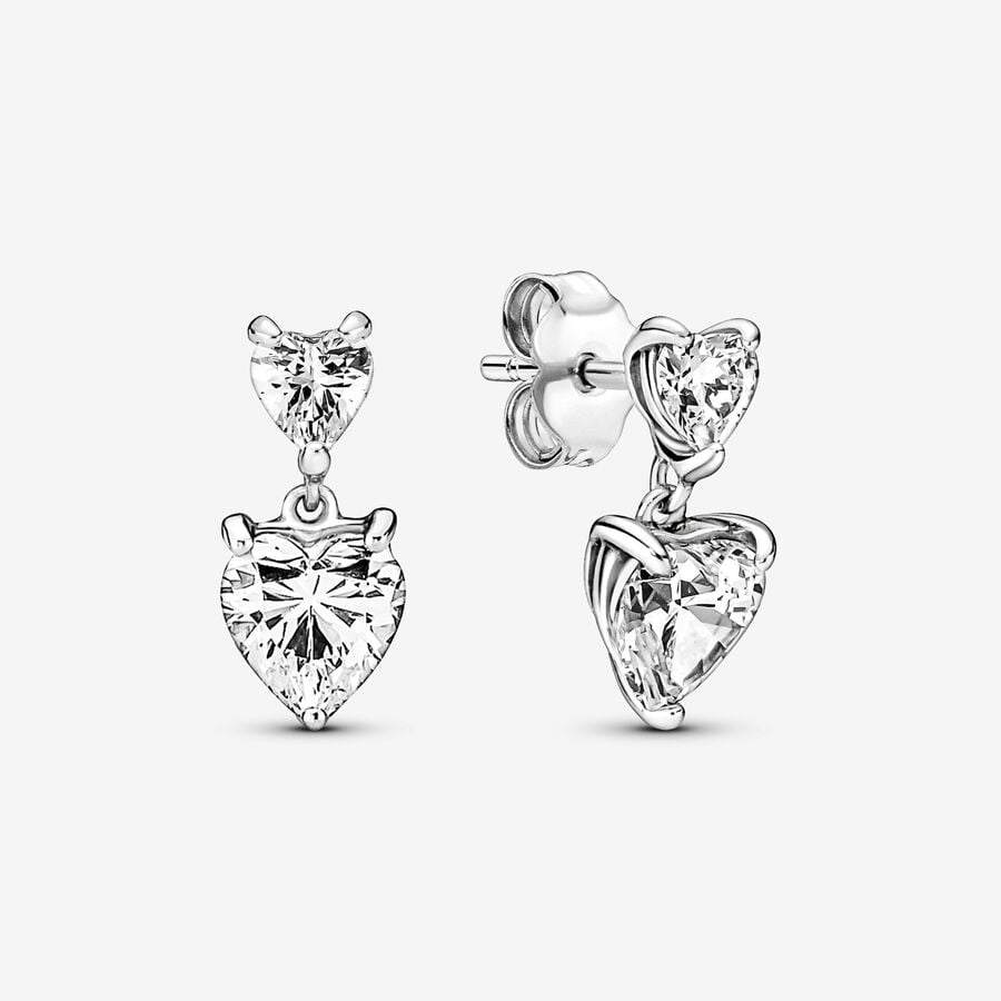 Double Heart Sparkling Earrings