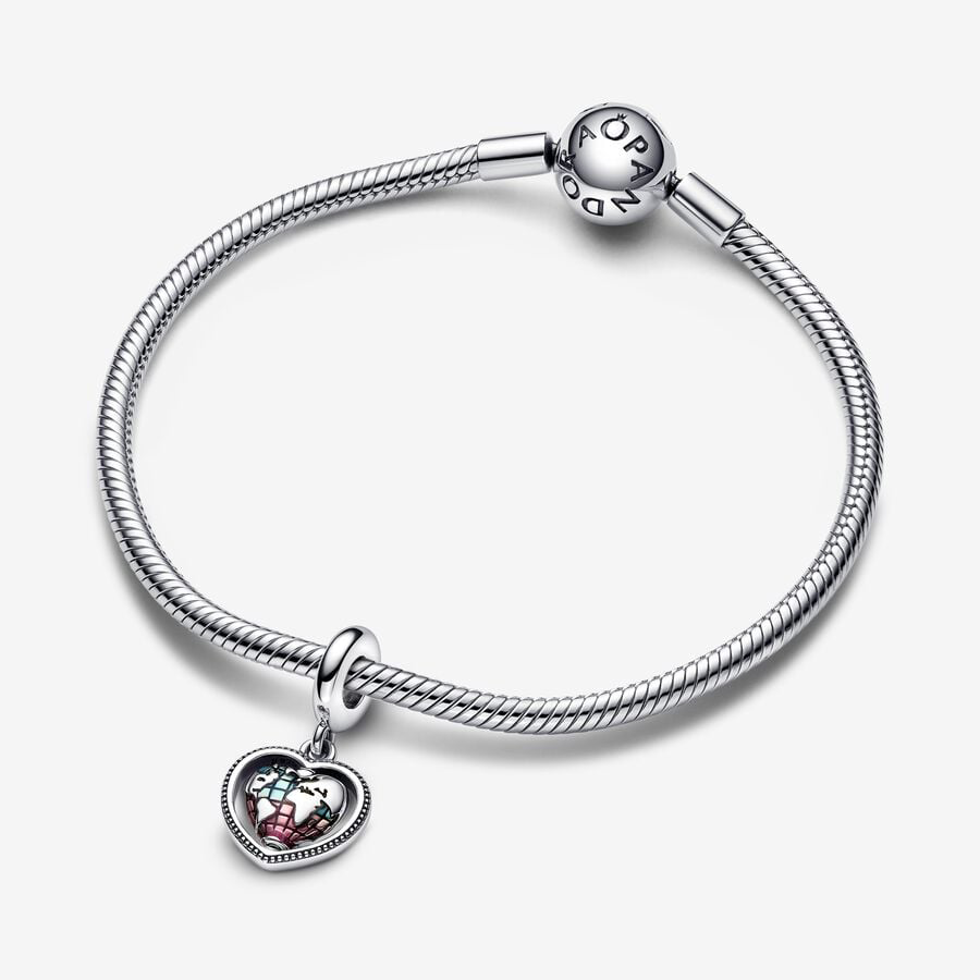 Family Spinning Heart Globe Charm