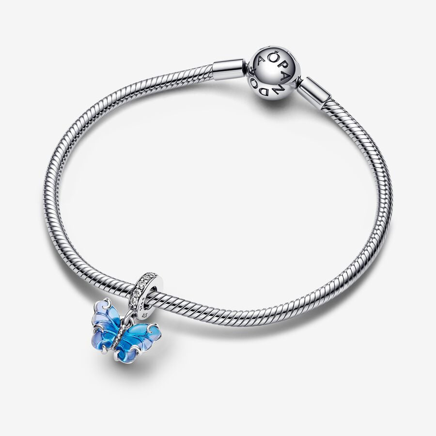 Blue Glass Butterfly Charm