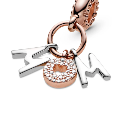 Rose Gold Mom Heart Letters Charm