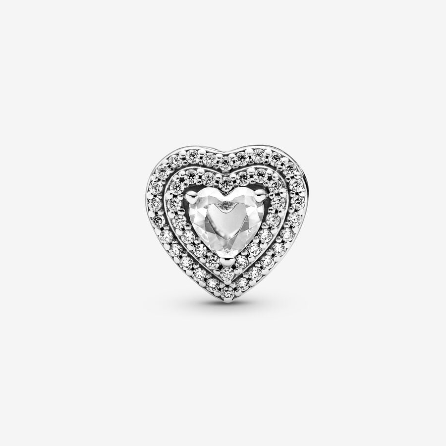 Sparkling clear Heart Charm