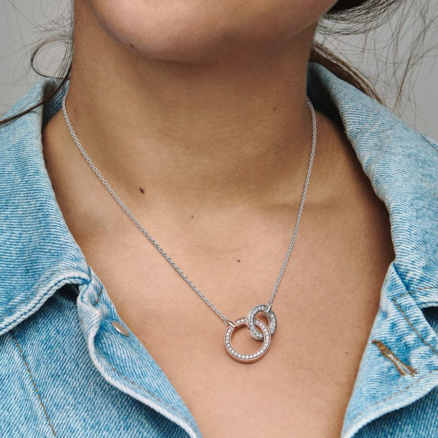 Rose Gold Intertwined Circles Necklace