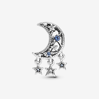 Half Moon & Stars Silver Charm