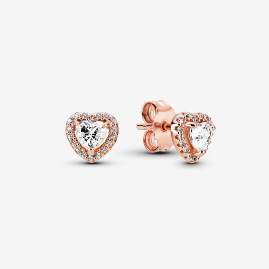 Rose Gold Heart Sparkling Earrings