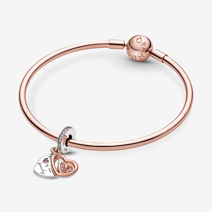 Mom "You are the heart of our family" Hearts Rose Gold Charm