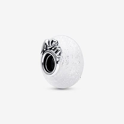 Mum & Love Frosted White Murano Glass  Charm