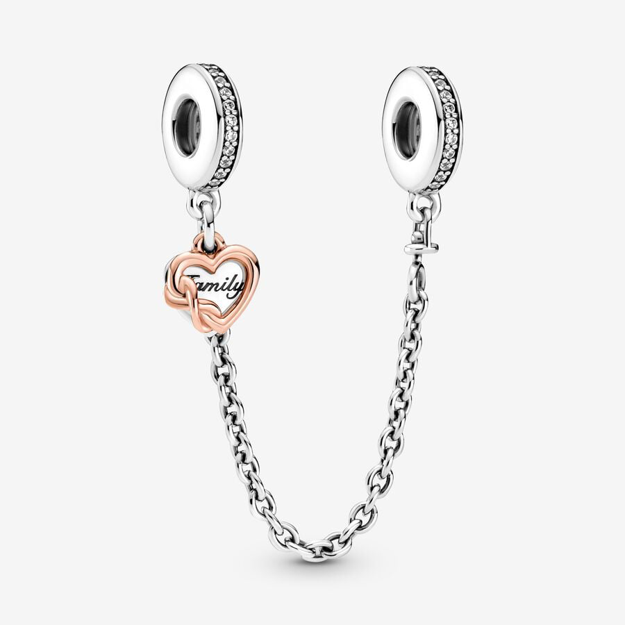 Rose Gold Family Heart Safety Chain