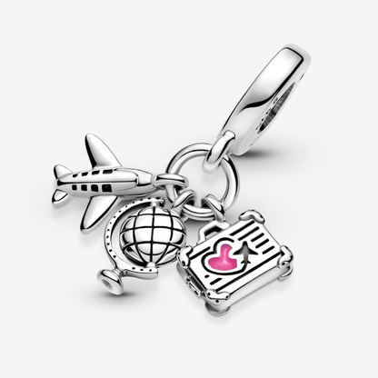 Airplane Globe Suitcase Charm