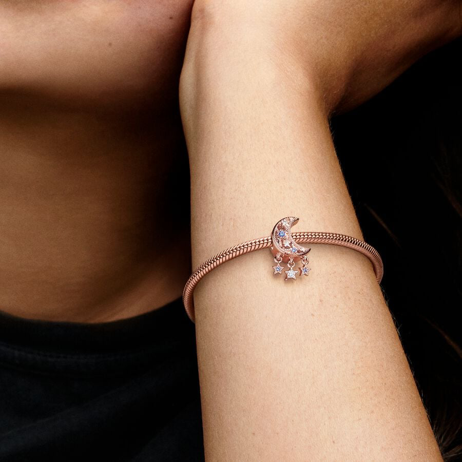 Half Moon & Stars Rose Gold Charm