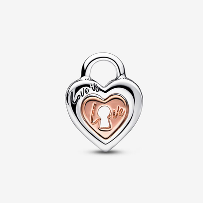 Rose Gold Padlock Splittable Heart Charm