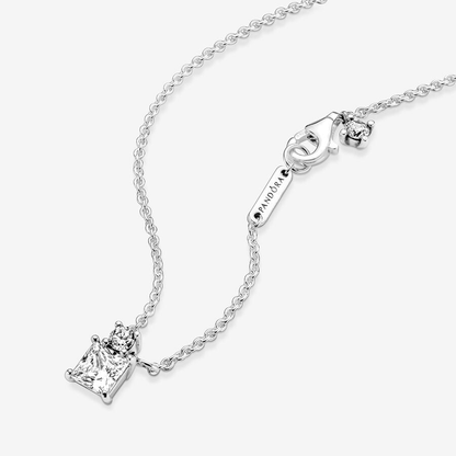 Round & Square Sparkling Pendant Necklace